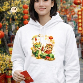 Áo Thun Hoodie Nữ In Hình Tết Theo Mẫu – Trẻ Trung, Nổi Bật Ngày Xuân