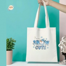 Winter Love: Snowman and Heart Tote Bag