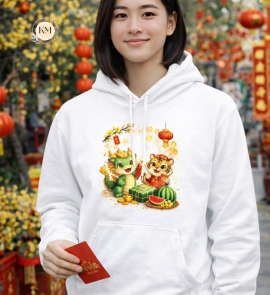 Áo Thun Hoodie Nữ In Hình Tết Theo Mẫu – Trẻ Trung, Nổi Bật Ngày Xuân