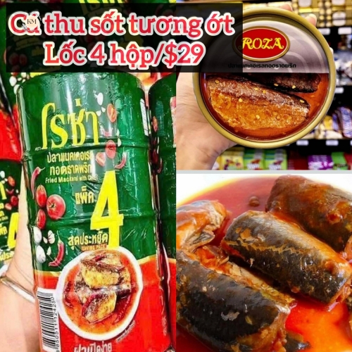 Cá Thu Sốt Tương Ớt Lốc 4 Hộp – Cá Thu Hộp Sốt Cay Ngon Tiện Lợi