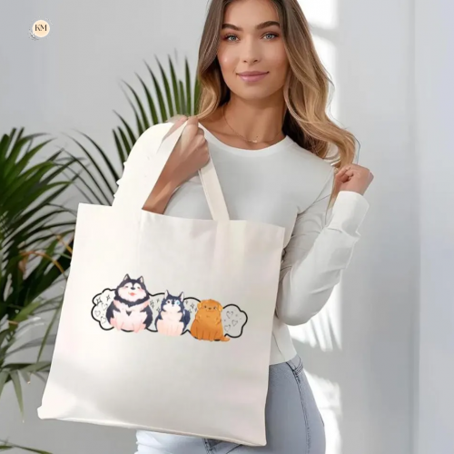 Charming Dog Print Tote Bag