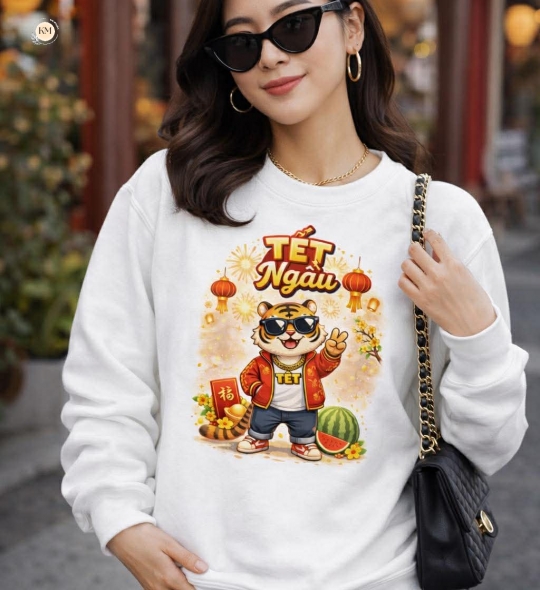 Áo Thun In Hình Tết Theo Mẫu – Thiết Kế Gia Đình Sum Vầy, Chất Cotton Thoáng Mát