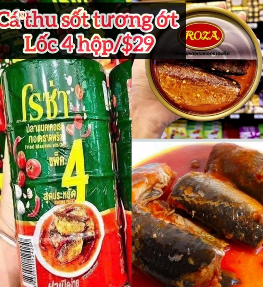 Cá Thu Sốt Tương Ớt Lốc 4 Hộp – Cá Thu Hộp Sốt Cay Ngon Tiện Lợi